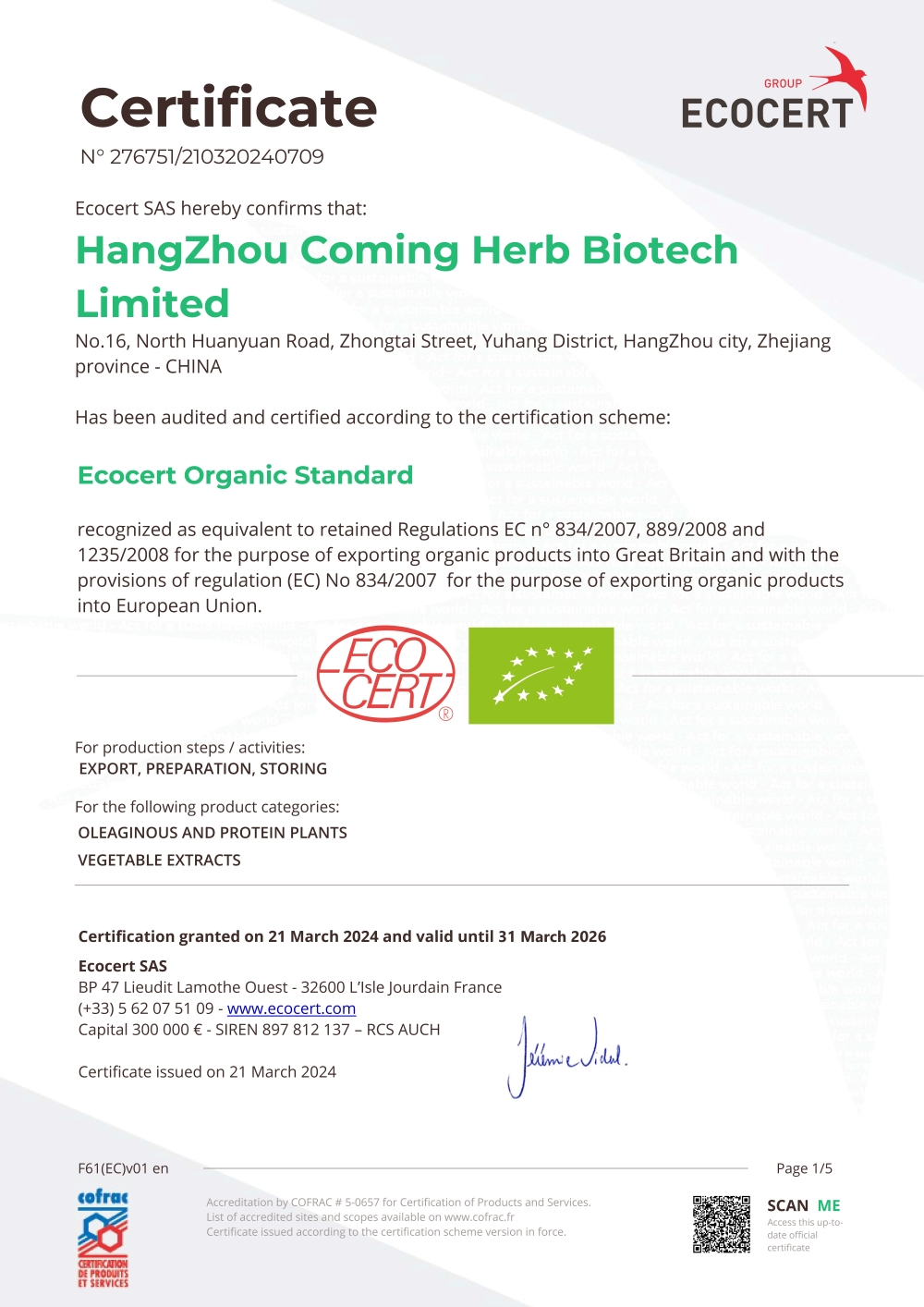 EU Organic certificate_Coming Herb-1